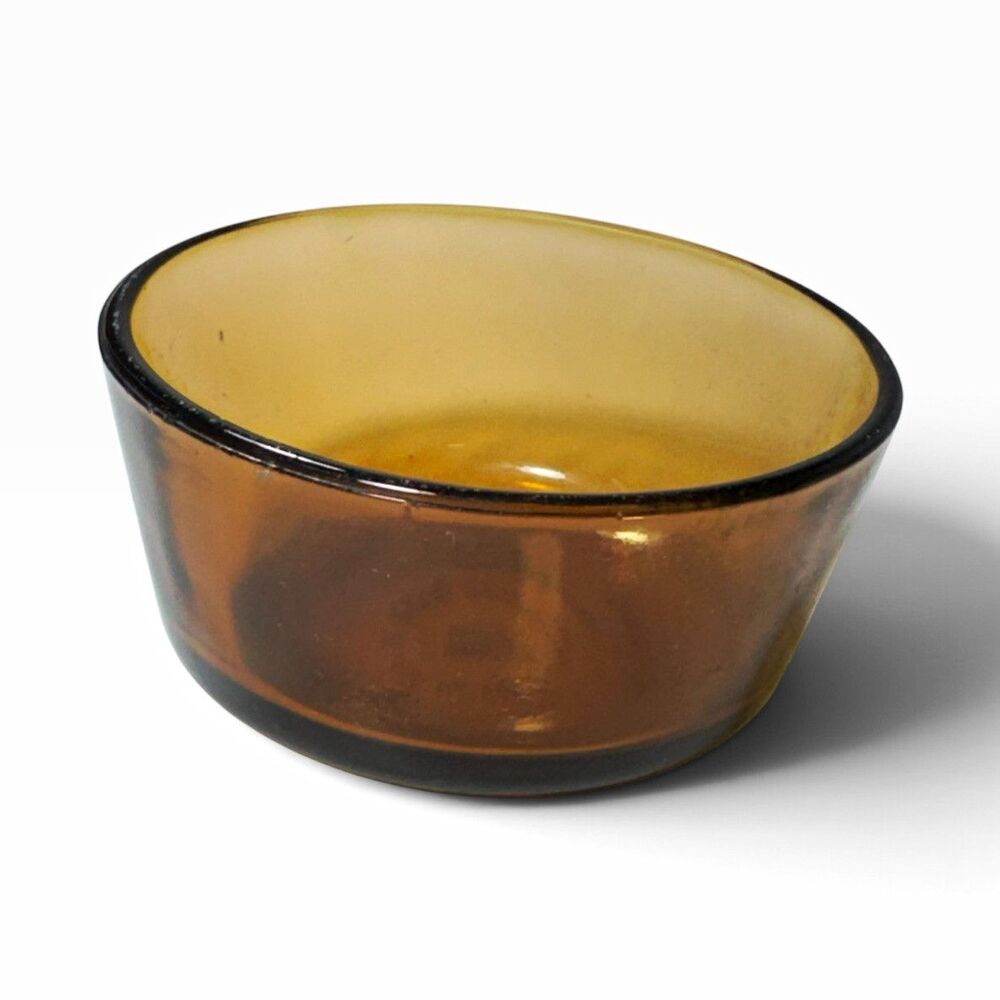 Vintage Anchor Hocking Amber Pressed Glass Round Bowl Impressed Backstamp 5014